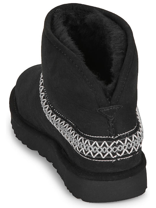 Classic Mini Crescent Suede Women's Ankle Boots Black