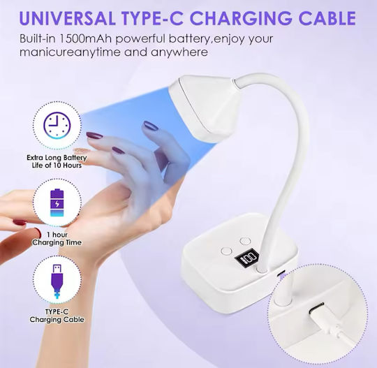 Rechargeable Nail Lamp UV LED 27W White LCH-019
