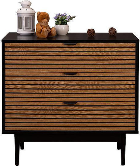 Συρταριέρα Креватокамарас Дървена Brooklyn Black-natural 80x40x75бр