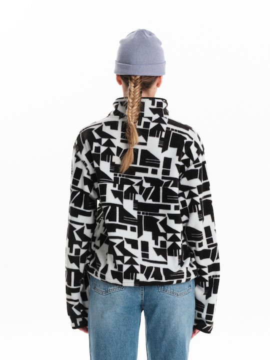 Women's Long Sleeve Sweater with Zipper White