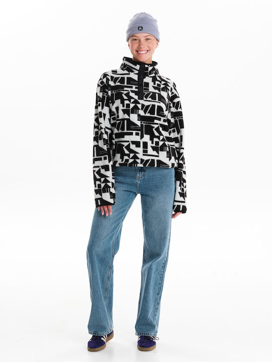 Women's Long Sleeve Sweater with Zipper White
