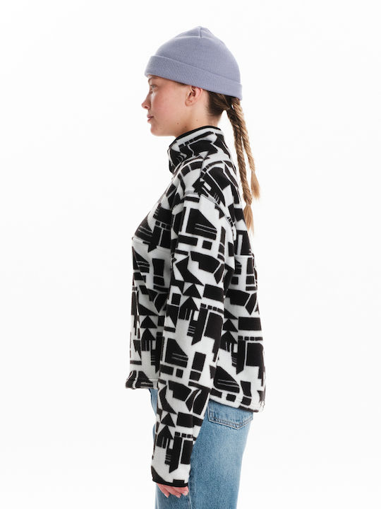 Women's Long Sleeve Sweater with Zipper White