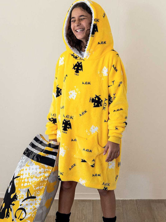 Palamaiki Παιδική Πιτζάμα Ολόσωμη Χειμωνιάτικη Fleece Κίτρινη Cositos Aek Palamaiki Παιδική Πιτζάμα Ολόσωμη Χειμωνιάτικη Fleece Κίτρινη Cositos Aek
