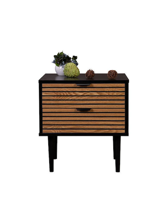 Brooklyn Bedside Table Metal With Glass Surface Black 48x35x50cm
