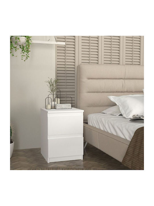 Bedside Table Breve Wooden White 39.8x41.8x55cm
