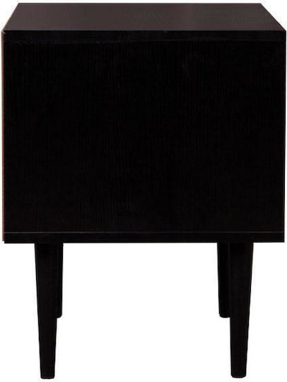 Nachttisch Brooklyn Holz mit Metallbeinen Schwarz 48x35x50cm