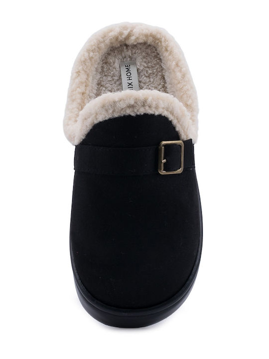 Winter Women's Slippers with Fur Black
