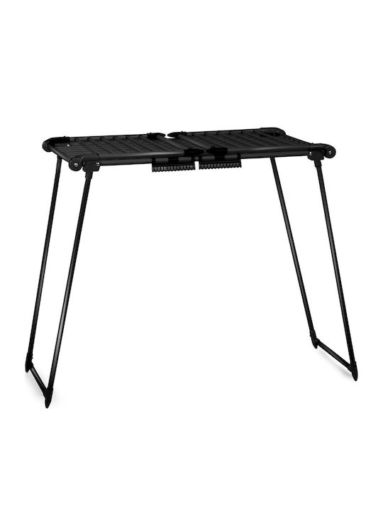 Metal Clothes Drying Rack Strong Construction Telescopic Sliding Wings Non-slip Feet 19m Black