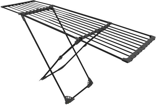 Clothes Dryer Metal Wheels Telescopic Foldable 190 X 95 X 56 Cm Black
