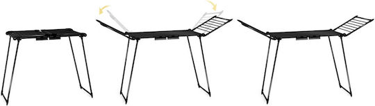 Metal Clothes Drying Rack Strong Construction Telescopic Sliding Wings Non-slip Feet 19m Black