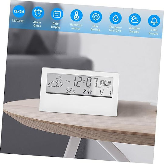 Kadio 2158l Масов Дигитален Часовник LCD с Будилник Бял 13754