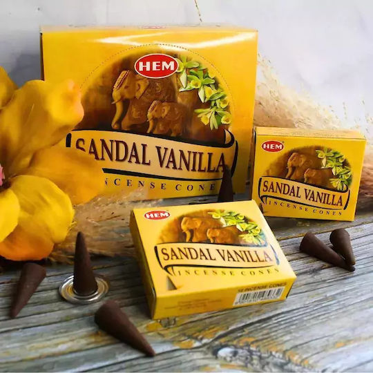 Αρωματικοί Κώνοι Σανταλόξυλο Βανίλια Hem Sandal Vanilla Cones 10τμχ