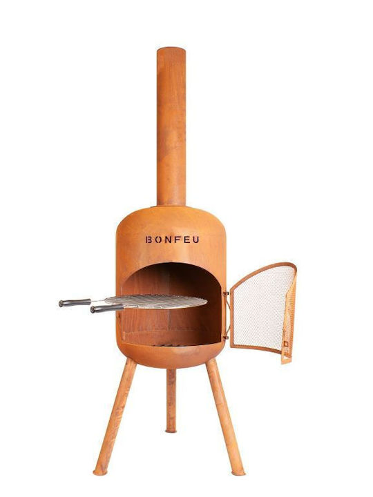 Kamin Draußen Metallisch Braun 45x45x165cm