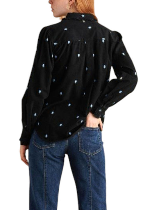 Attrattivo Women's Floral Long Sleeve Shirt Blue Black