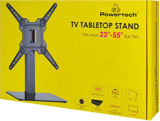 Powertech PT-1281 Επιτραπέζια Βάση Τηλεόρασης έως 55" και 40kg Ασημί