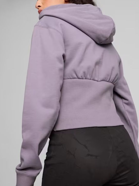 Cropped Women's Sweatshirt Jacket Hooded Pale Plum
