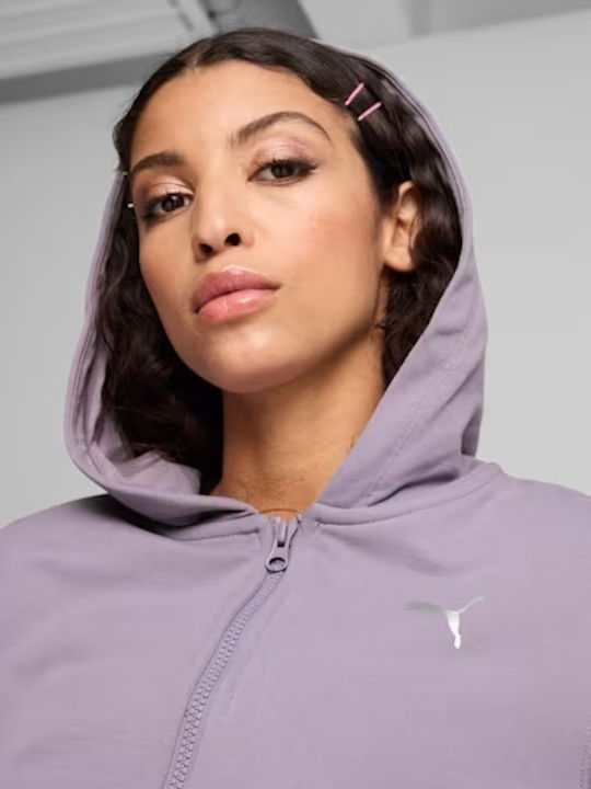 Cropped Women's Sweatshirt Jacket Hooded Pale Plum