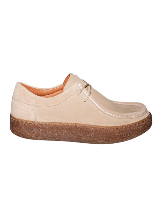 Safe Step Leather Women's Moccasins in Beige Color