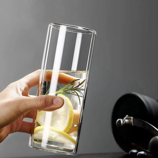 Set 6 pahare cu pereți dubli Quasar Co. Pahar rezistent la căldură transparent 350 ml