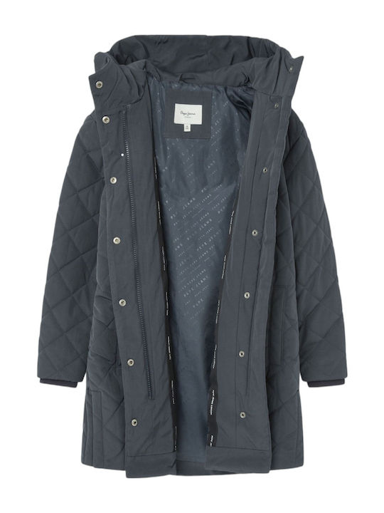 Kinder Steppjacke mit Kapuze Blau