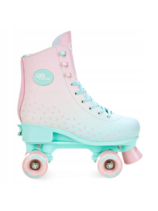 Adjustable Croxer Sprinkly Roller Skates Turquoise Pink L 39-42