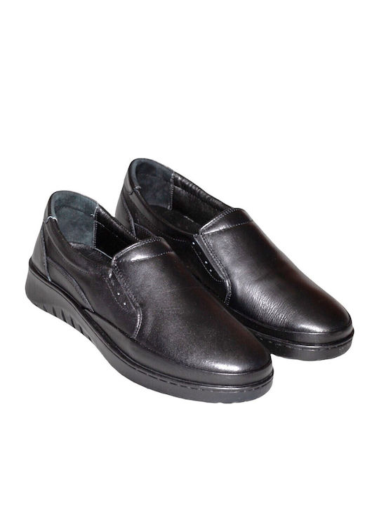 Ανατομικά Γυναικεία Slip-On Δερμάτινα Μαύρα