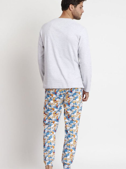 Disney Pijamale de iarnă pentru bărbați din bumbac, gri