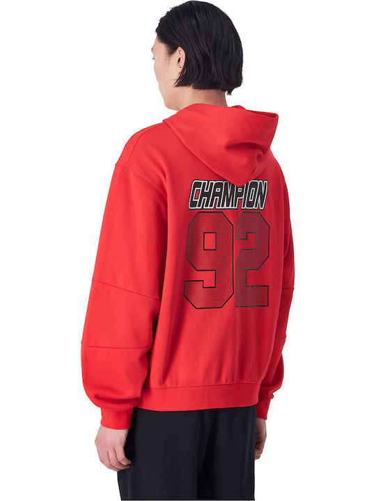 Champion Men Hooded Sweatshirt Red