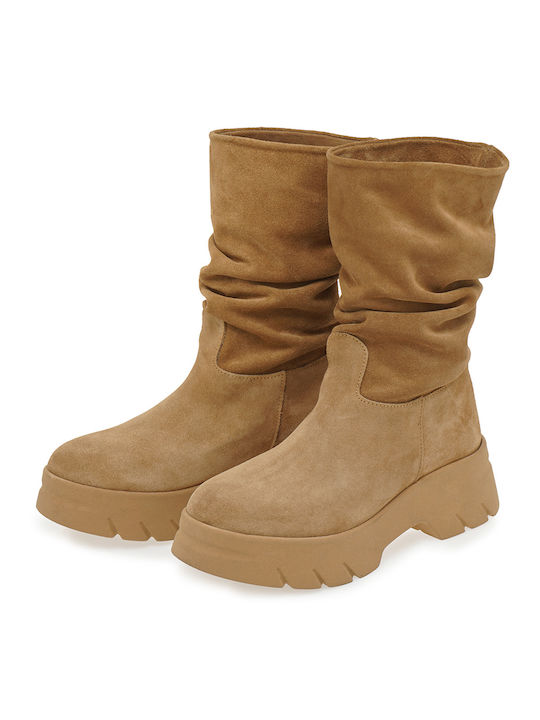 Wildleder Stiefeletten Damen Braun