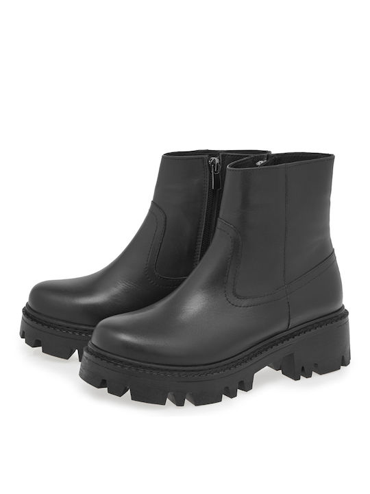 Leder Stiefeletten Damen Schwarz