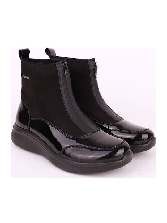 Ghete Dama de Piele cu Platformă Negru P-817-Negru