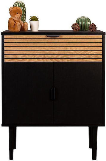 Sideboard Brooklyn Wooden with Drawers Μαυρο-φυσικό 75x37x75cm Sideboard Brooklyn Wooden with Drawers Μαυρο-φυσικό 75x37x75cm