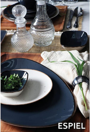Espiel Terra Plate Shallow Oval made of Porcelain Gray 36x24.5cm