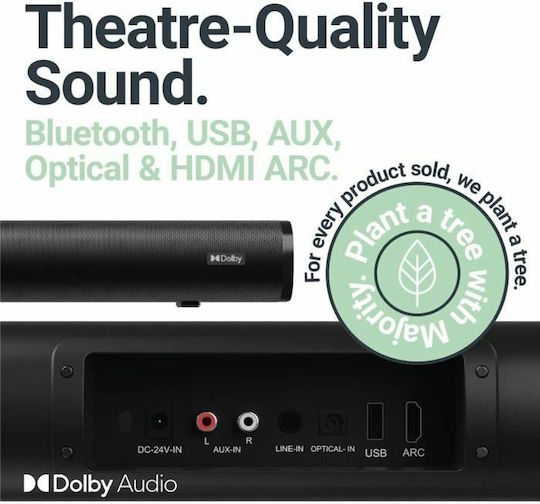 Majority Everest Soundbar 5.1 Bluetooth και HDMI 300W με Ασύρματο Subwoofer Μαύρο