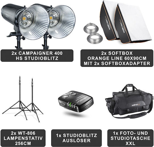 Walimex Campaigner 400 HS Set Double Kit Φωτισμού για Studio