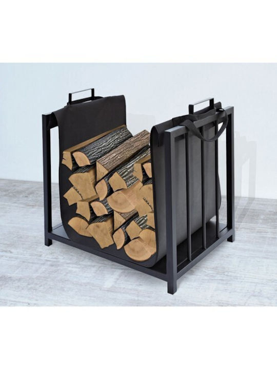 Kaminer Μεταλλικό Καλάθι Αποθήκευσης Ξύλων 50.5x37x50cm Μαύρο