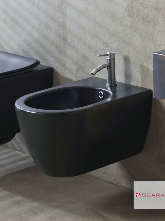 Scarabeo Moon Clean Flush Μπιντέ Κρεμαστό 36x50.5cm Μαύρο