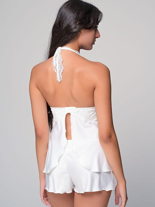 Milena by Paris Summer Satin Bridal Babydoll White