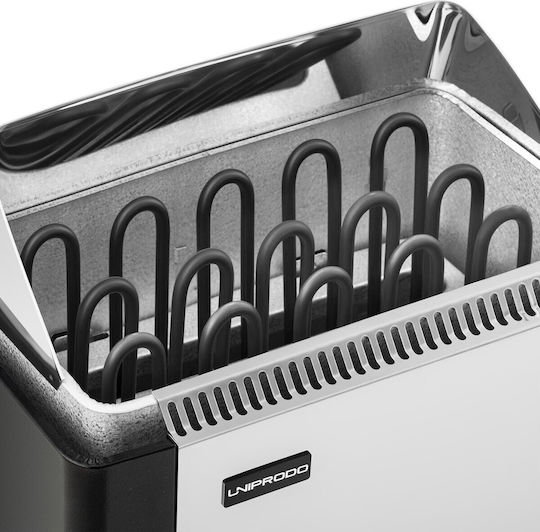 Electric Sauna Stove Built-in Control 8-12 M3 Up To 110c 400 V 8 Kw Silver-black