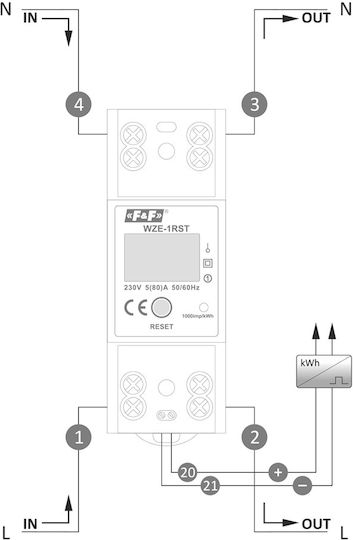 Contor de energie electrică monofazat resetabil Wze-1rst