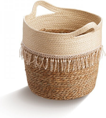 JK Home Decoration Set of Decorative Bamboo Baskets White 3 Pieces