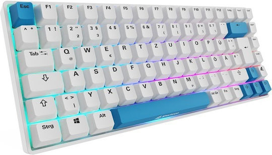 Sharkoon Skiller SGK50 S3 PBT Gaming Μηχανικό Πληκτρολόγιο 75% με Gateron G-Pro Yellow διακόπτες και RGB φωτισμό (Γερμανικό) Λευκό