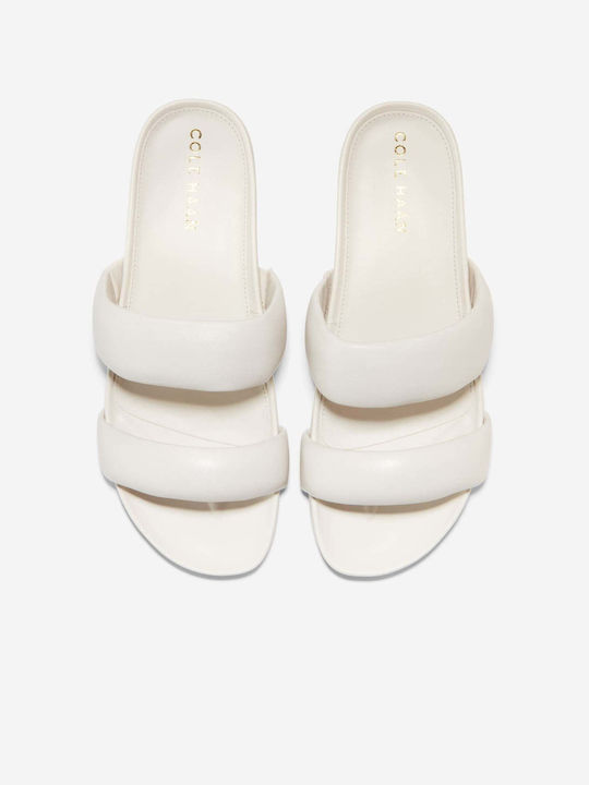 Leather Women's Flat Sandals in White Color