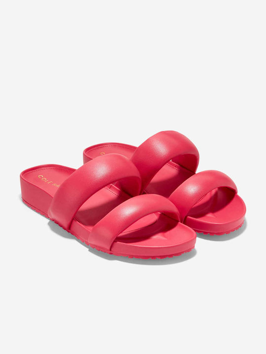 Leather Women's Flat Sandals in Fuchsia Color