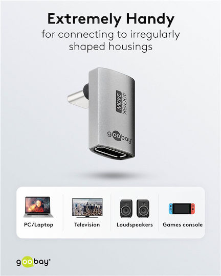 Goobay Convertor USB-C masculin în USB-C feminin Gri 1buc 74442