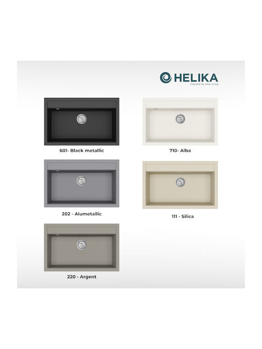 Quadro SQQ103 Chiuvetă De Bucătărie Drop-In Din Granit Lichid M79xL51cm Albă
