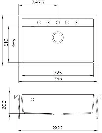Quadro SQQ103 Ένθετος Νεροχύτης από Συνθετικό Γρανίτη Μ79xΠ51cm Μπεζ