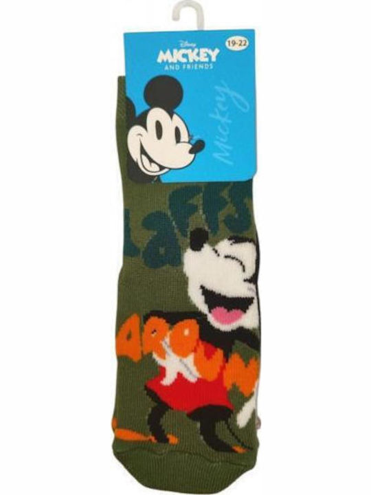 Disney Kids' Socks Non-Slip Mickey khaki