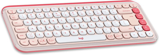 Logitech Pop Icon Ασύρματο Bluetooth Πληκτρολόγιο Αγγλικό US Ροζ