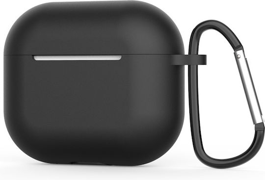 Techsuit Case Silicone with Hook in Black color for Apple AirPods 4